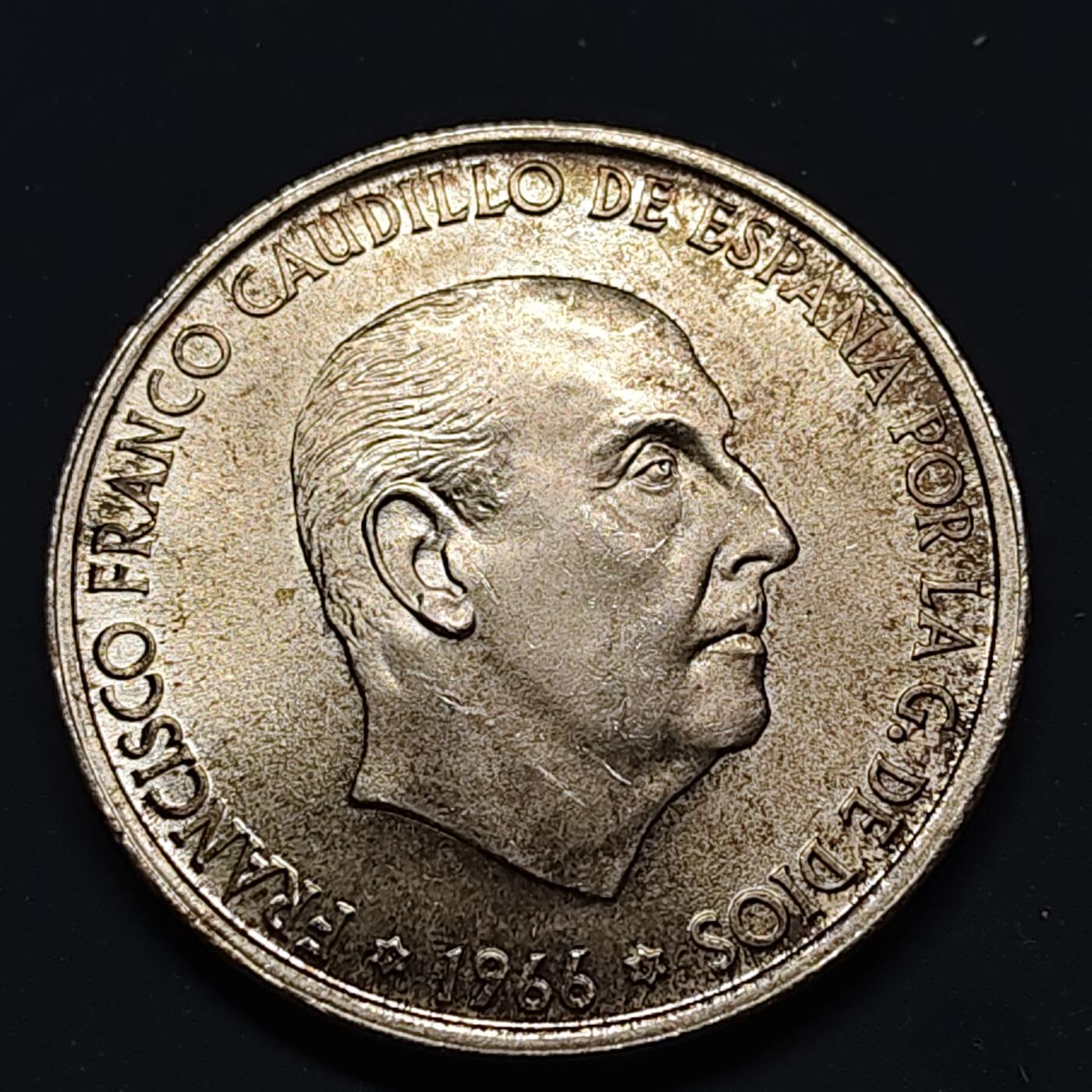 【全场包邮】纯粹捡漏拍517场 西班牙1966年佛朗哥100比塞塔银币【34毫米19克80%】