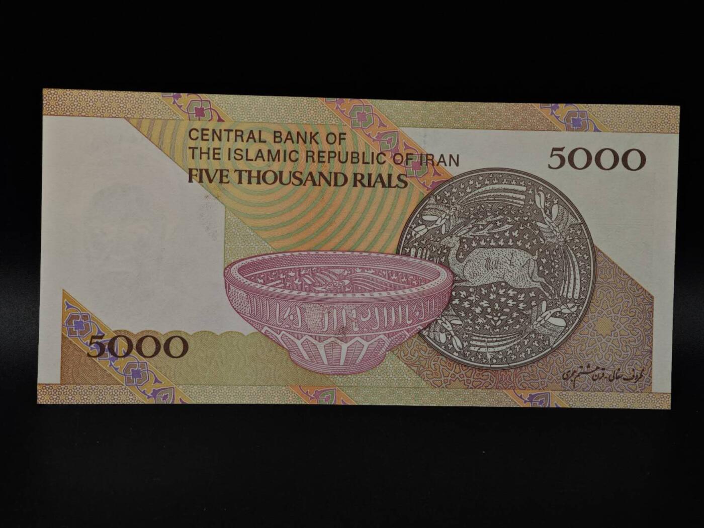  【淘币小摊】限时拍第八百八十九拍   散币套币纸币邮品场    每周一统一发货 伊朗5000里亚尔纸币【有折】