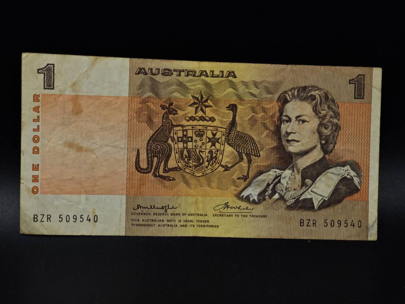  【淘币小摊】限时拍第八百八十九拍   散币套币纸币邮品场    每周一统一发货 澳大利亚1元纸币【有折】