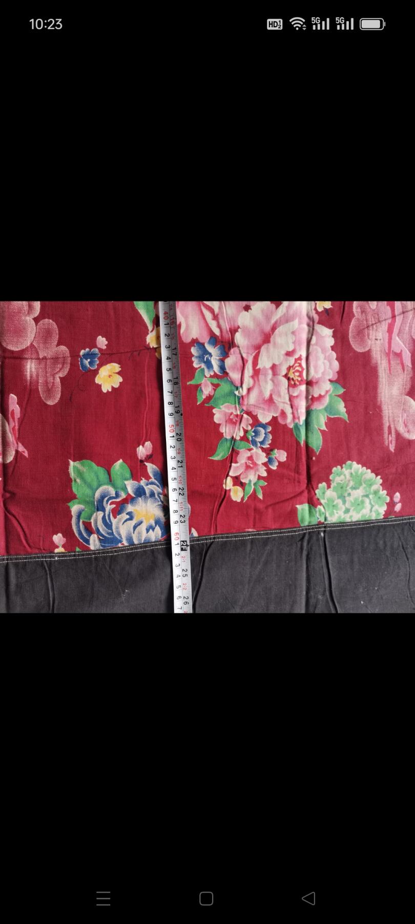 文革时期老粗布1块。飞机，轮船和花卉图案。60㎝×189㎝。如图包老