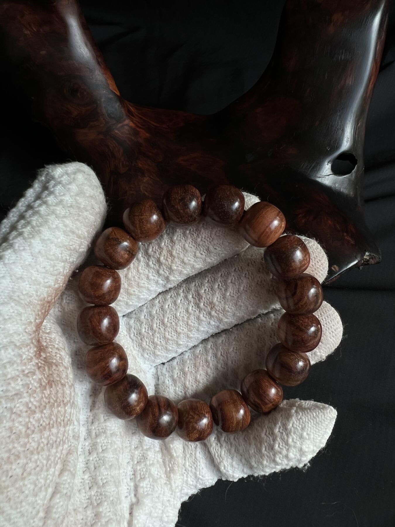 零元拍：海南黄花梨老型珠手串：12/13MM