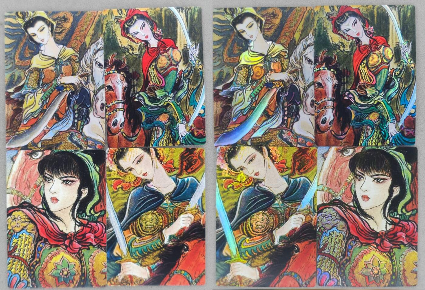 龙虎卡牌-八一场（满200元包邮，无佣金，每周六结拍，欢迎送拍） 8张 (彩闪+普卡) 昆仑万象 权迎东手绘第二弹 - 扈三娘 双工艺