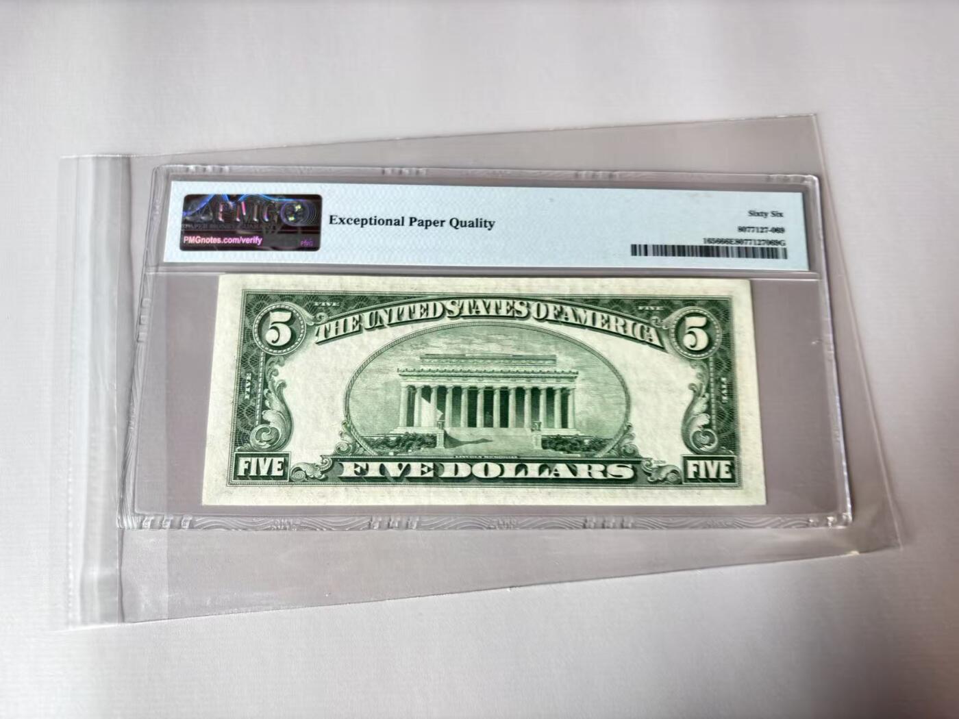 【Blue Auction】世界纸币精拍第803期——18级TOP拍卖/信誉/品质/专业/高效💫 美国 1953A 5美金 银币券 PMG66EPQ