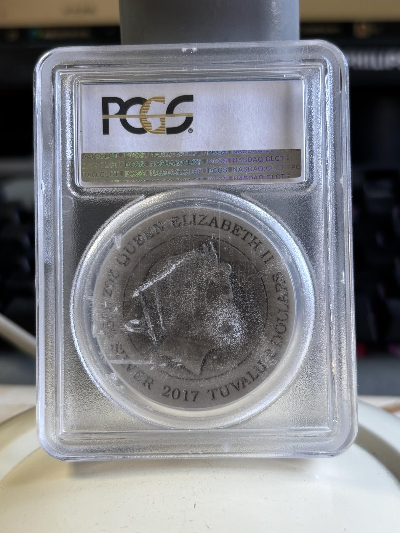 第196期拍卖 图瓦卢2017年星际迷航指挥官2盎司银币PCGS-MS70，999银，发行1701枚