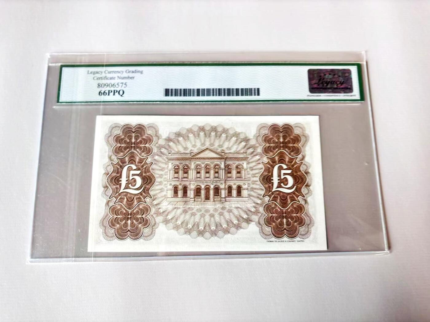 【Blue Auction】世界纸币精拍第803期——18级TOP拍卖/信誉/品质/专业/高效💫 爱尔兰 1972年5镑 LCG66EPQ