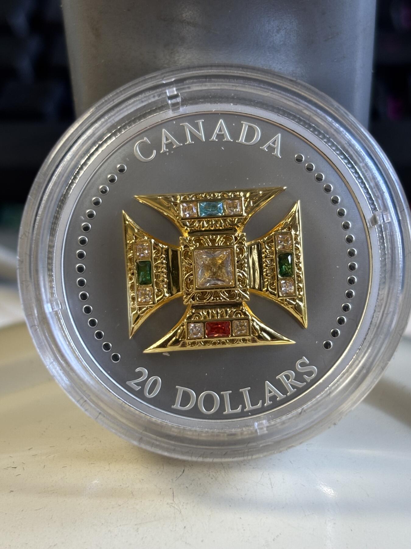 第196期拍卖 加拿大2023年爱德华皇冠镶嵌水晶1盎司精制纪念银币，9999银，发行6000枚