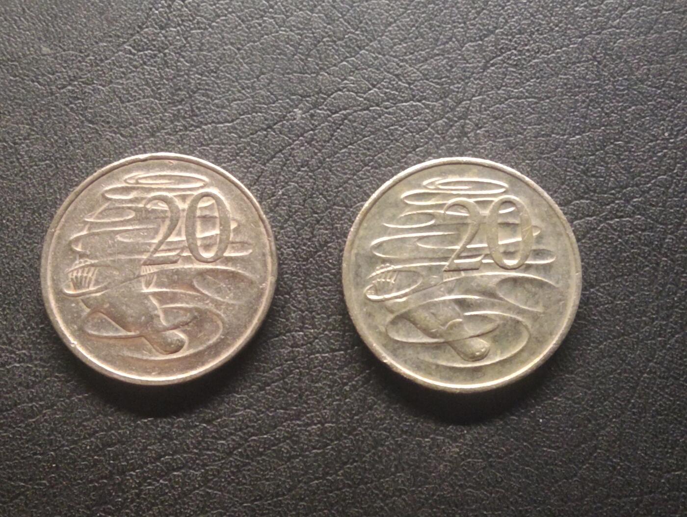 荟藏特别场次第十四期——“社长的硬币堆” 澳大利亚20分两种不同头像