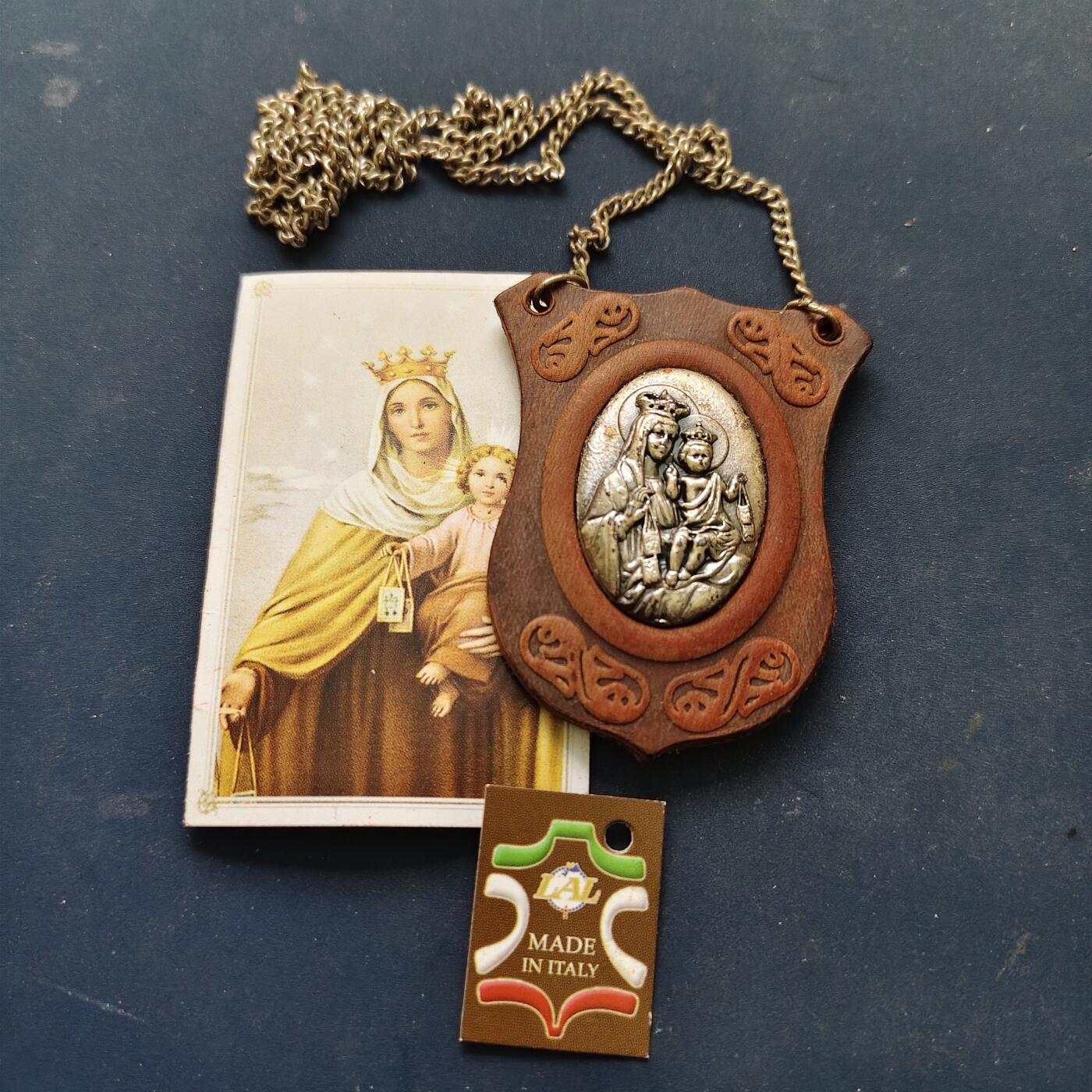 【全场包邮】纯粹捡漏拍517场 【杂件·自辨】意大利宗教挂牌-带皮套内嵌耶稣/圣母金属牌（可能是银质）-带说明