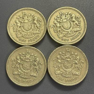 回流0406 - 英国1983、2003年1英镑4枚 狮马盾徽