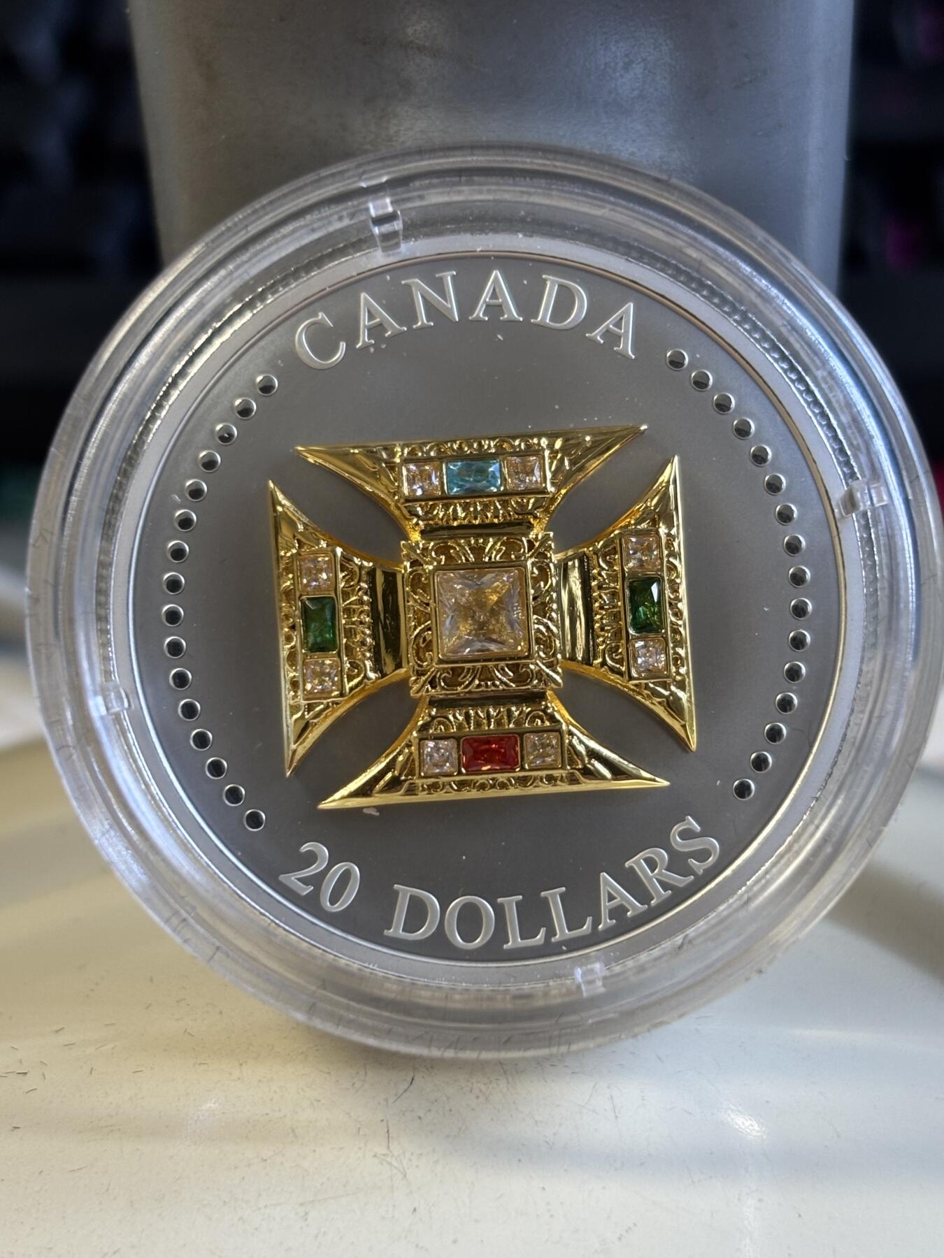 第196期拍卖 加拿大2023年爱德华皇冠镶嵌水晶1盎司精制纪念银币，9999银，发行6000枚