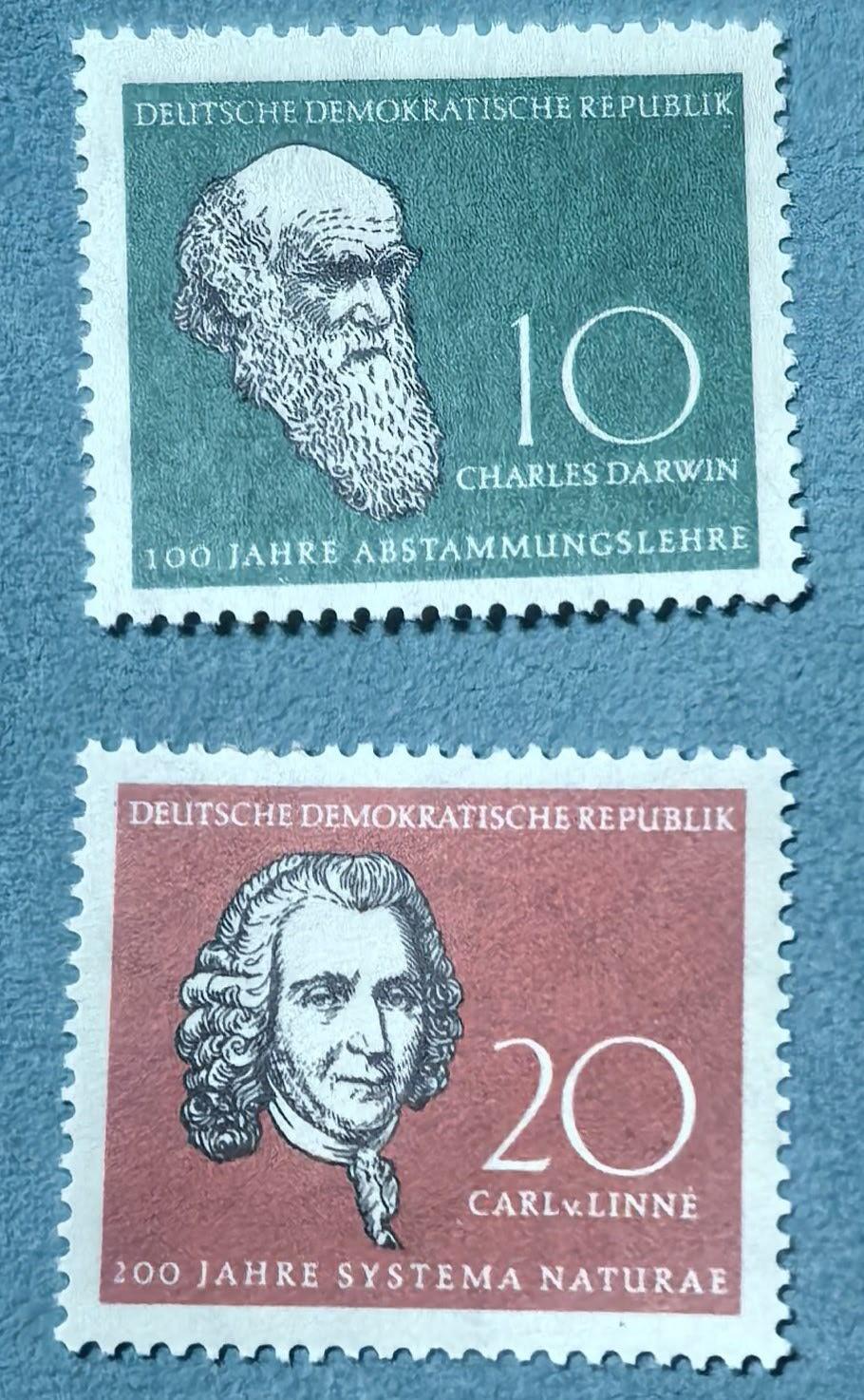 盛世勋华——号角文化勋章邮票专场拍卖第312期 东德邮政1958年发行 2全新票 达尔文和林耐