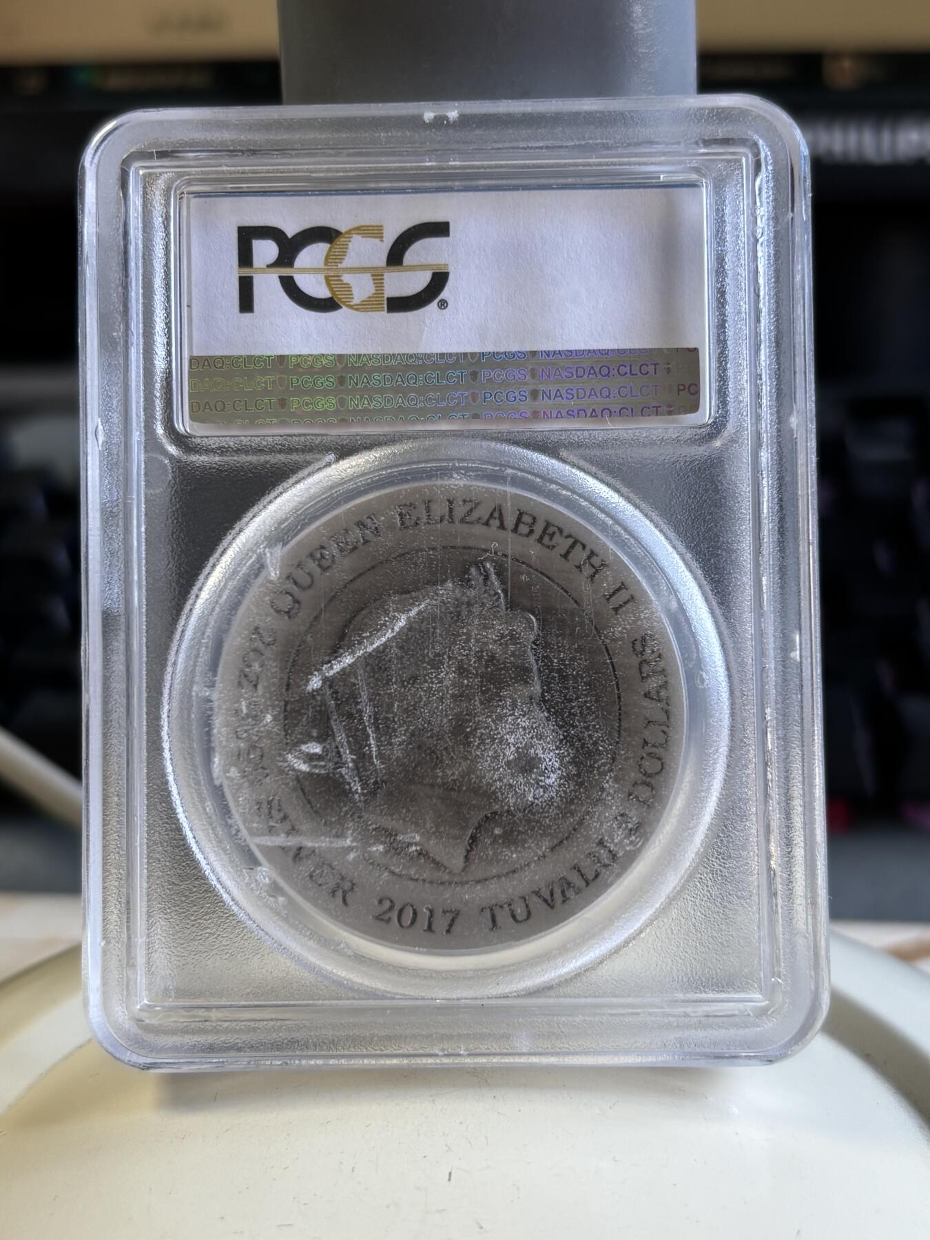 第196期拍卖 图瓦卢2017年星际迷航指挥官2盎司银币PCGS-MS70，999银，发行1701枚