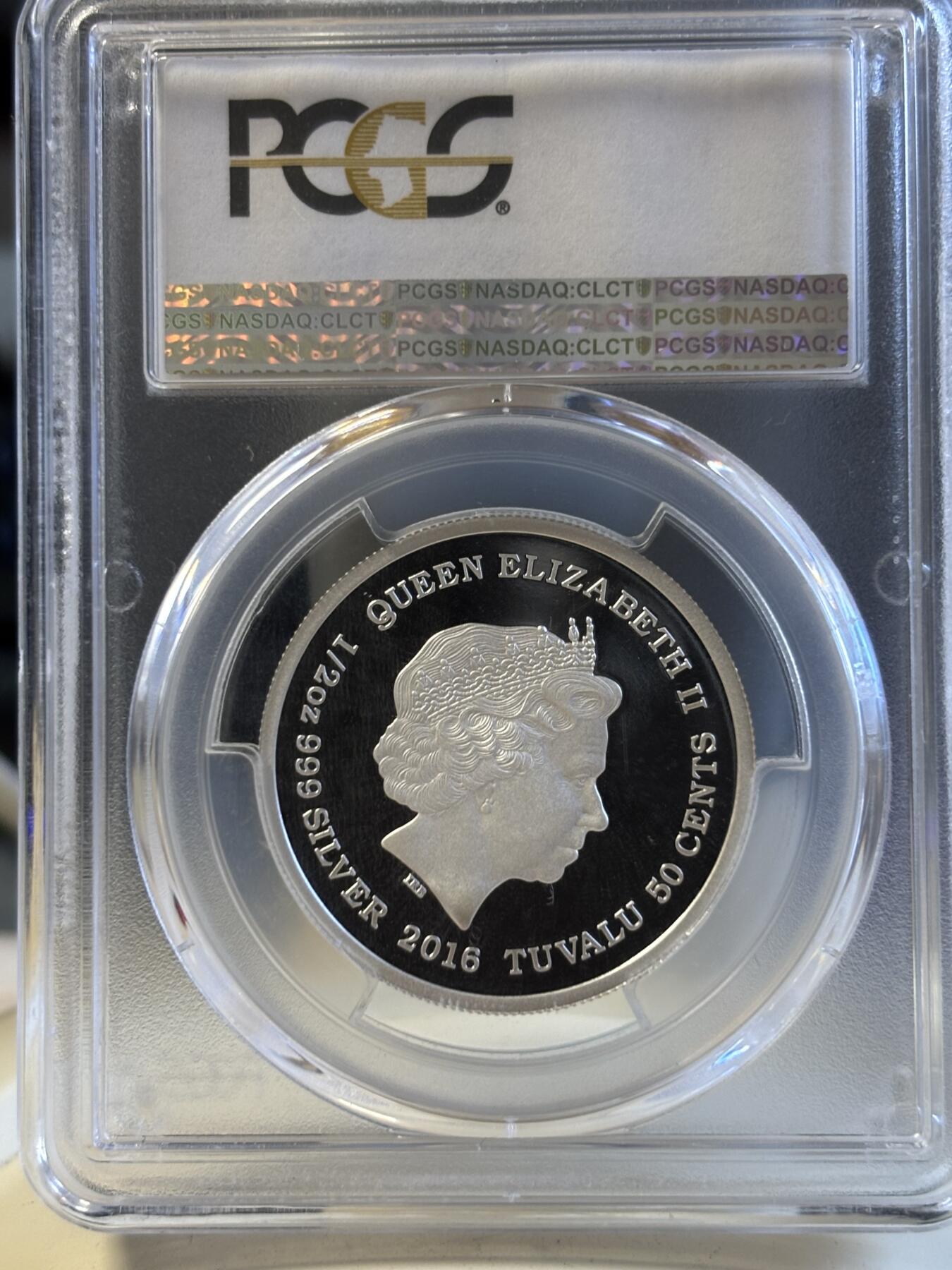 第196期拍卖 图瓦卢2016年幼崽系列猞猁宝宝半盎司彩色纪念银币PCGS-PR70,999银，发行5000枚