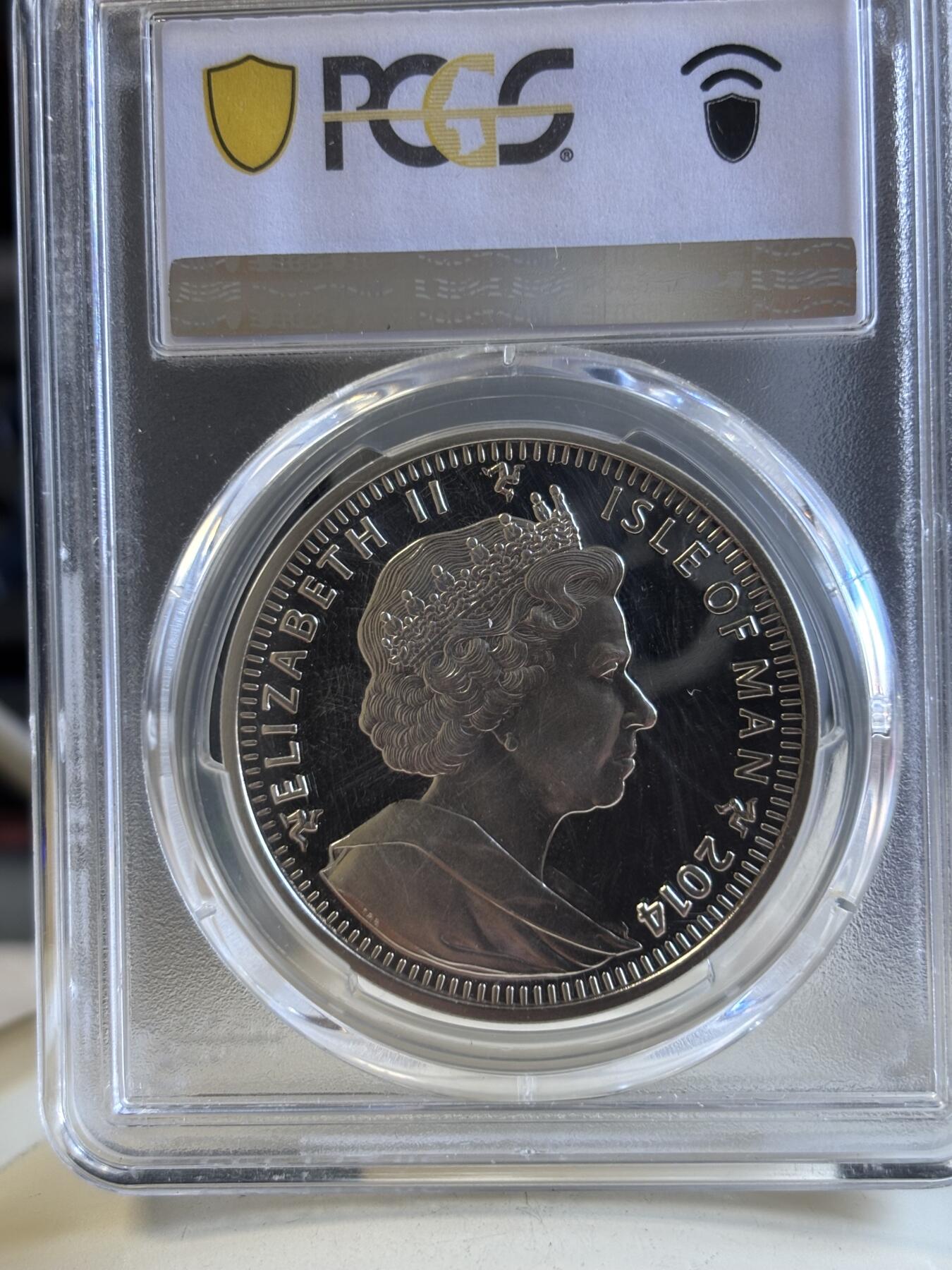 第196期拍卖 马恩岛2014年索契冬奥系列双人滑冰精制银币PCGS-MS68，925银，28.28克，