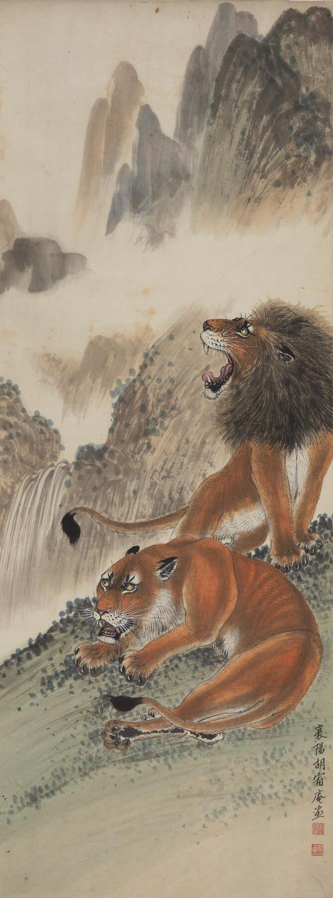 碧月说宝 近现代书画专场（七） 胡爽庵 双狮