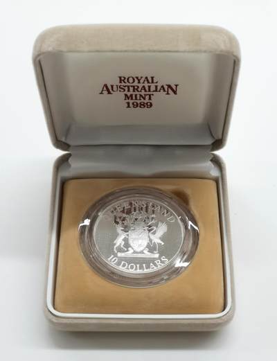 博洋堂世界钱币拍卖第167期（全场包邮） - 澳大利亚1989年10元精制银币 澳大利亚州系列-昆士兰 925银20克 发行量：约5万 盒证全