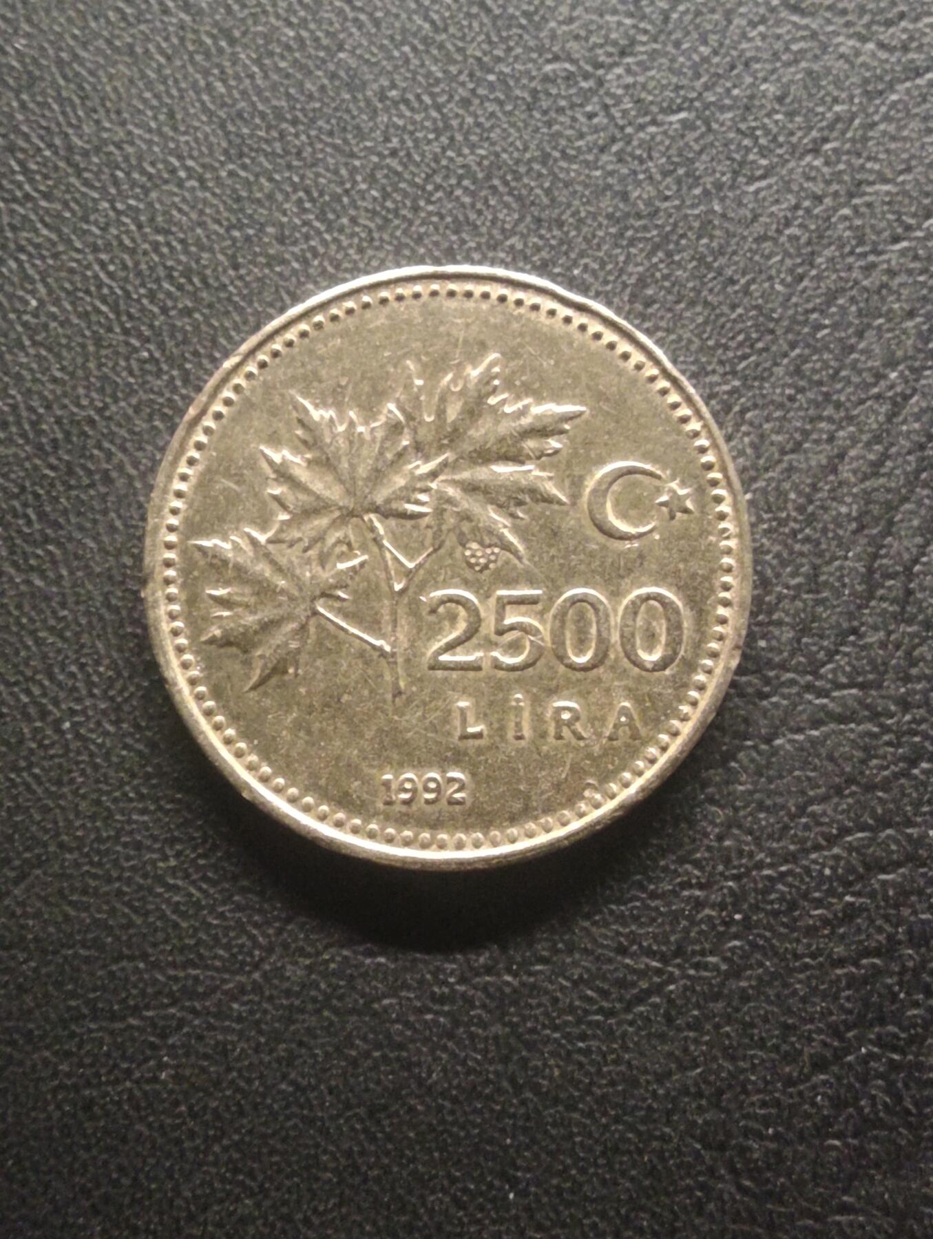 荟藏特别场次第十四期——“社长的硬币堆” 土耳其1992年2500里拉 恶性通胀初见端倪