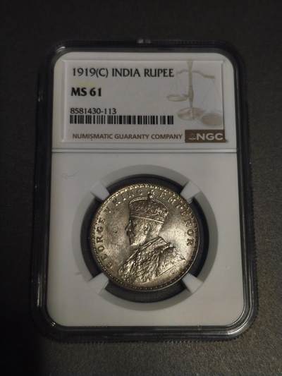 机制币银元拍场 臻品多多 - NGC MS61 乔治五世印度卢比 ，少见版别和年份，黄油包浆十分美丽，出分不易