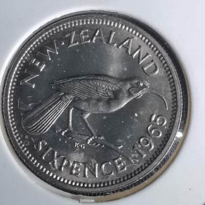 沼泽如烟--第1043场 - 新西兰1965年6便士