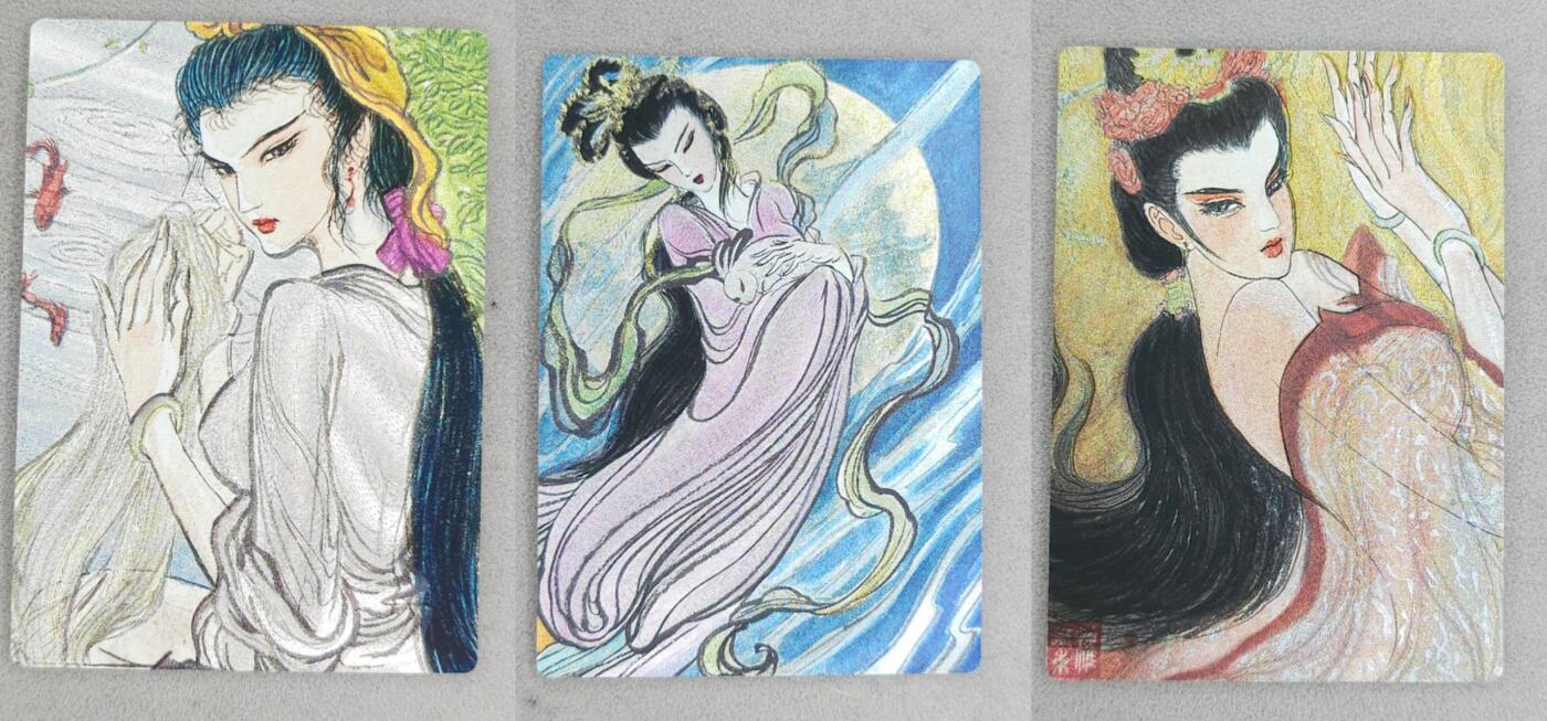 龙虎卡牌-八一场（满200元包邮，无佣金，每周六结拍，欢迎送拍） 粗闪3张 昆仑万象 权迎东手绘复刻 - 西施&貂蝉&嫦娥