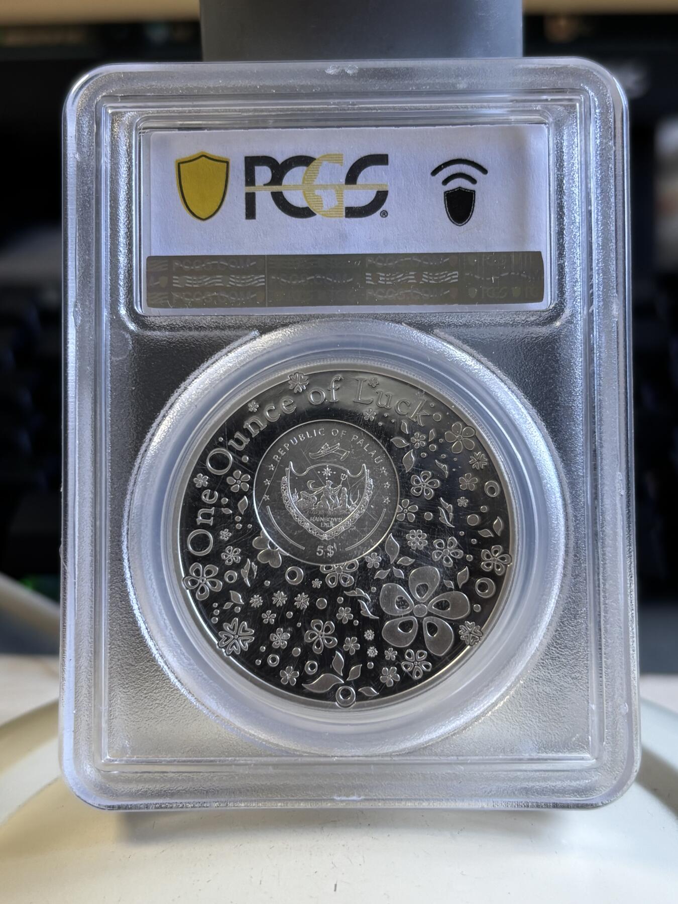 第196期拍卖 帕劳2024幸运草系列镶嵌四叶草1盎司银币PCGS-PR69，9999银，发行2024枚