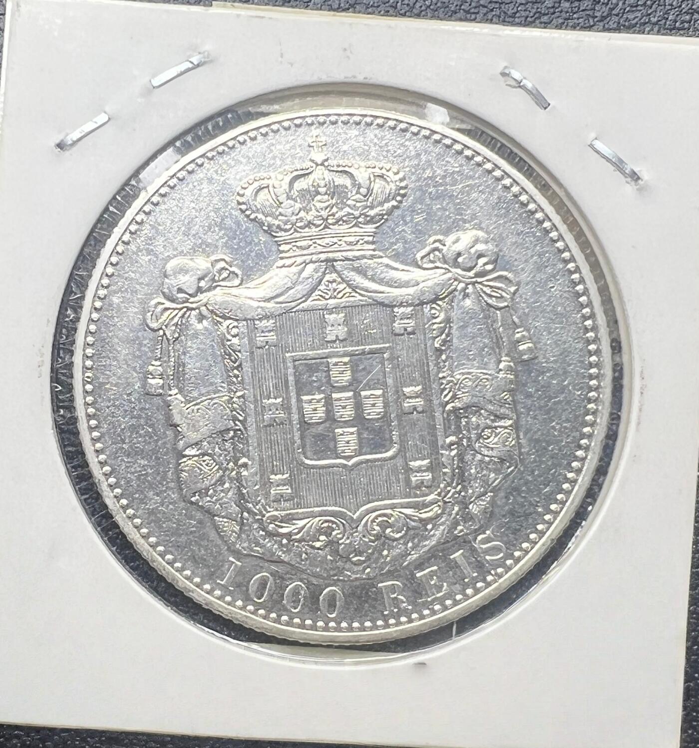 1899 年葡萄牙王国 1000 瑞斯银币 卡洛斯一世 917 高银 欧洲老银币