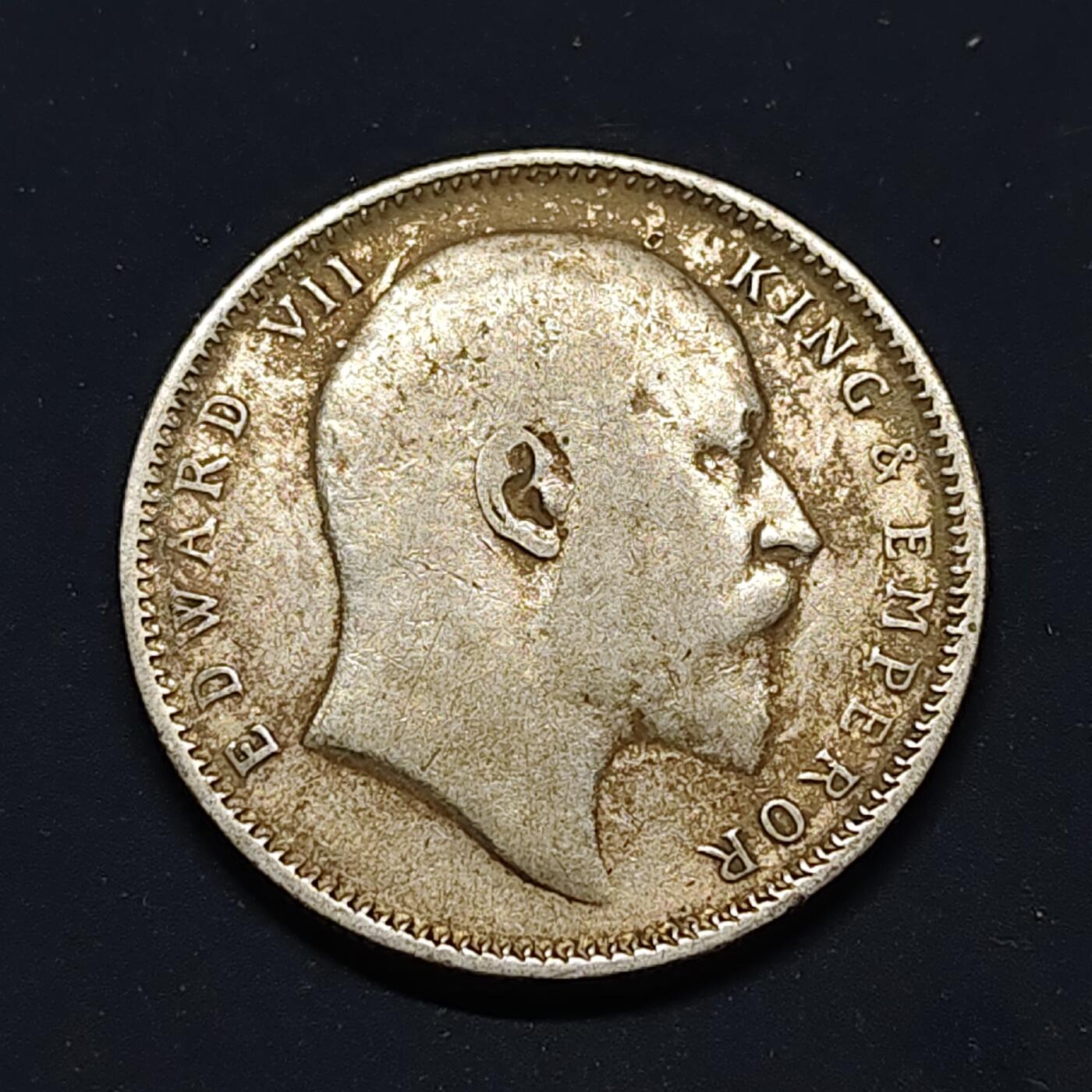 【全场包邮】纯粹捡漏拍517场 英属印度1907年爱德华七世1卢比银币【31毫米11.66克91.7%】