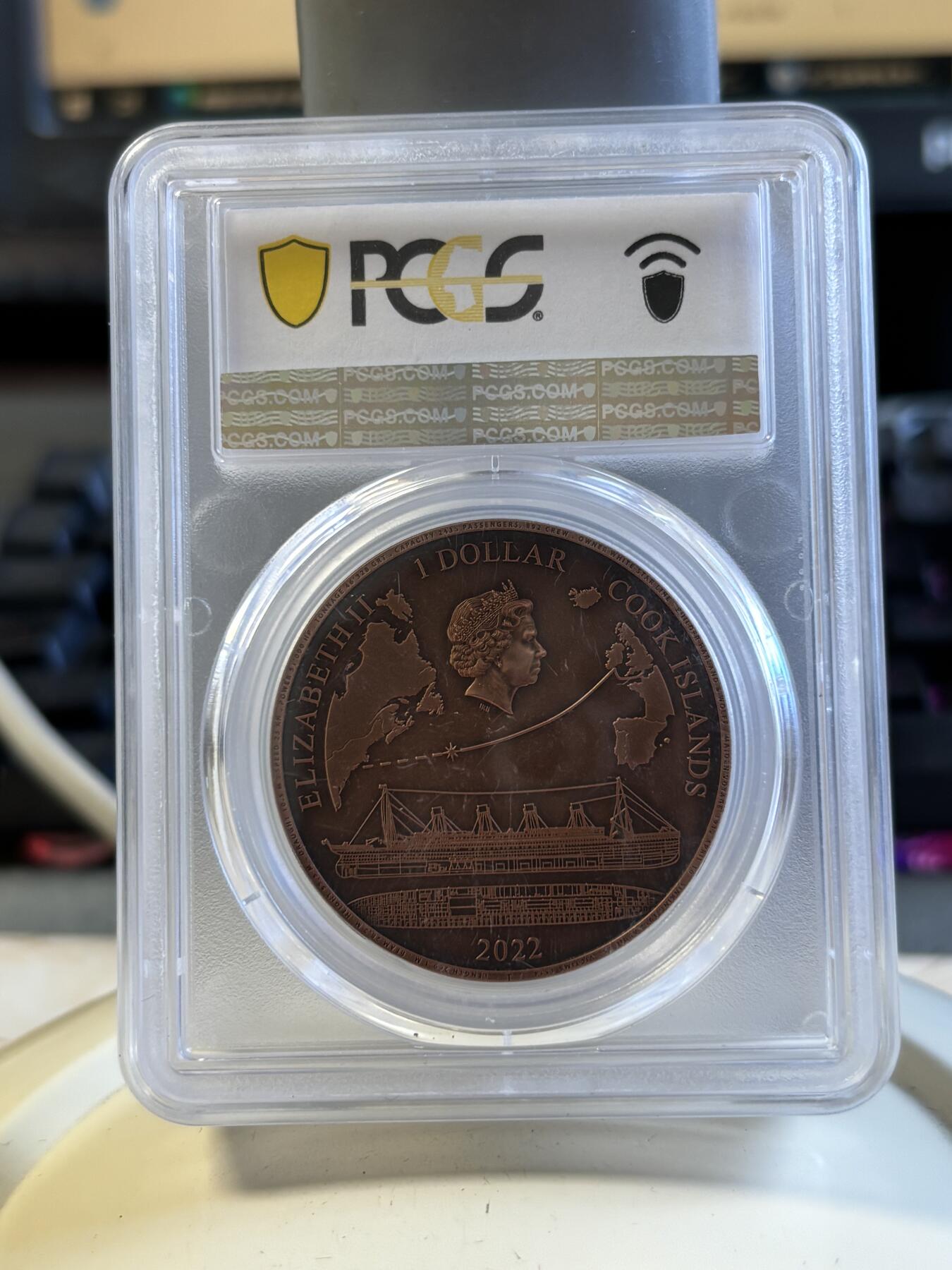 第196期拍卖 库克2022年泰坦尼克号110周年纪念铜币PCGS-MS70首，50克，发行5000枚