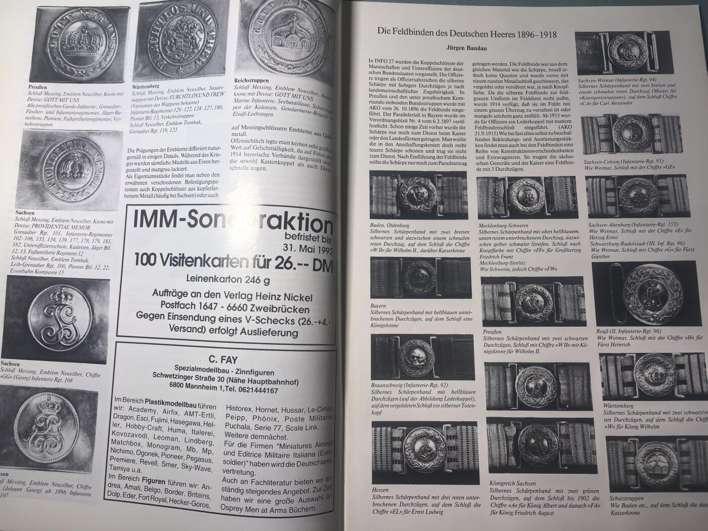 盛世勋华——号角文化勋章邮票专场拍卖第312期 德国出版 Militaria-Magazin杂志 1992年3/5月刊总第68期 58页