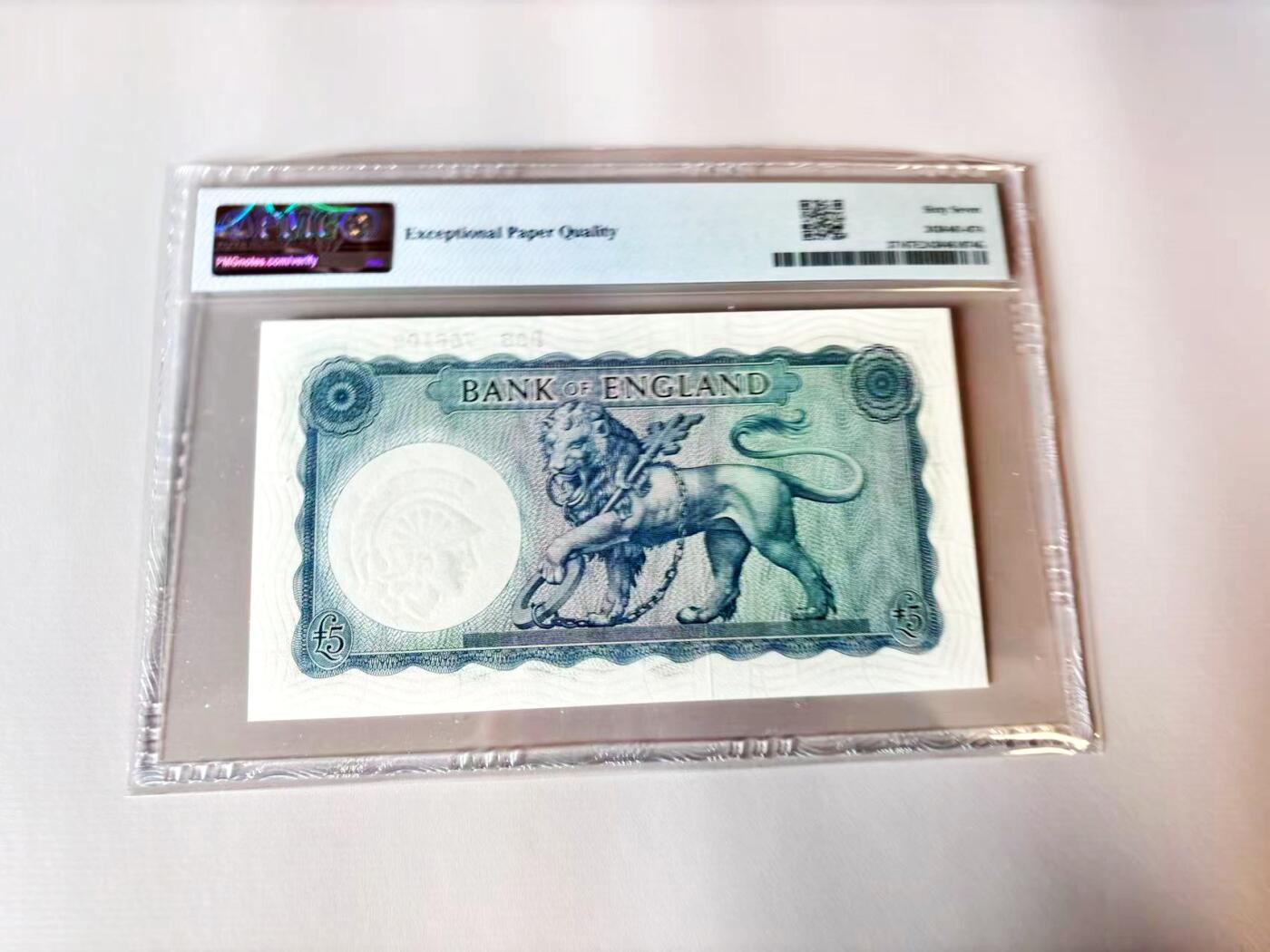 【Blue Auction】世界纸币精拍第803期——18级TOP拍卖/信誉/品质/专业/高效💫 英国 B序列 1957-67年5镑 PMG67EPQ 高分