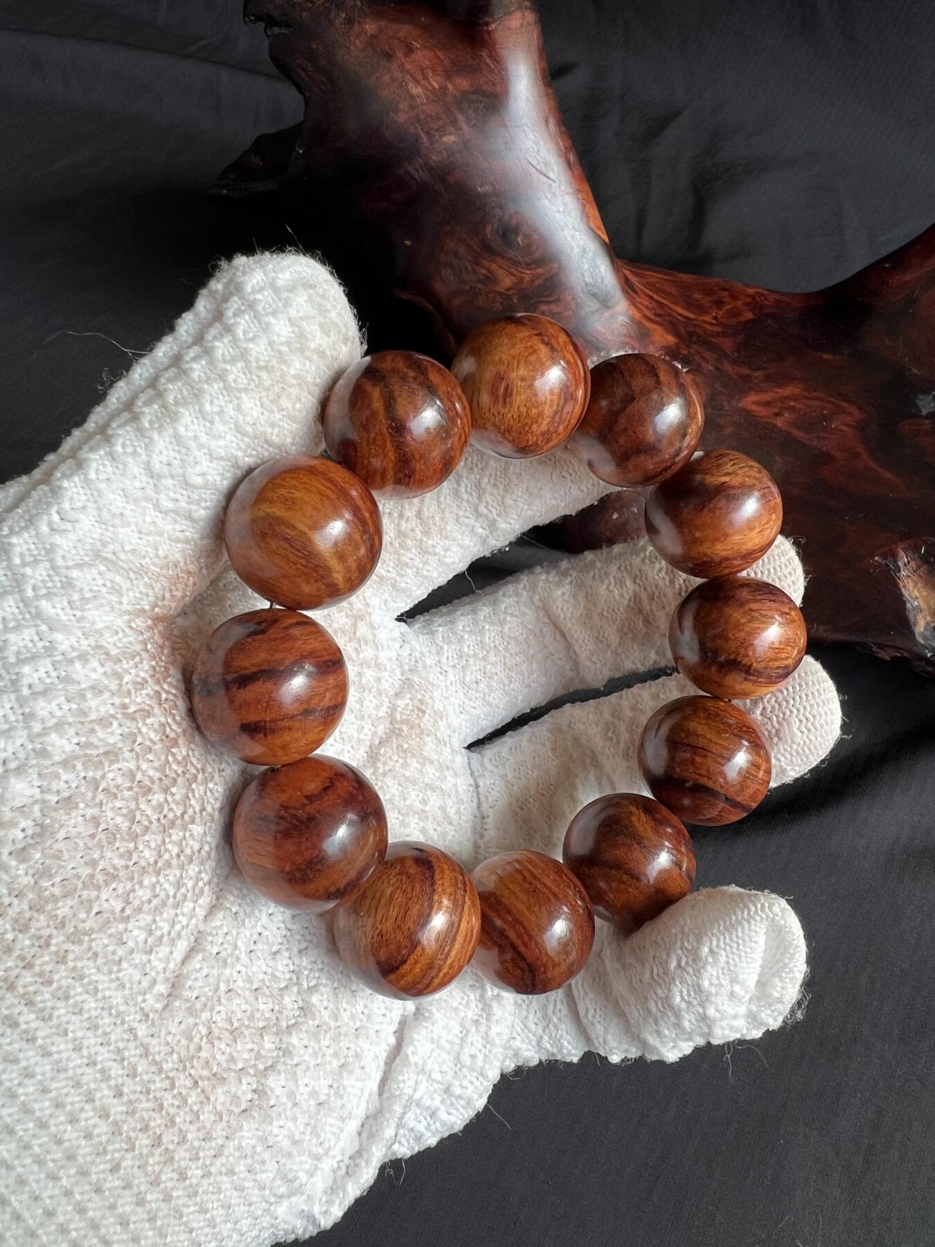 零元拍：虎皮纹海南黄花梨手串2.0