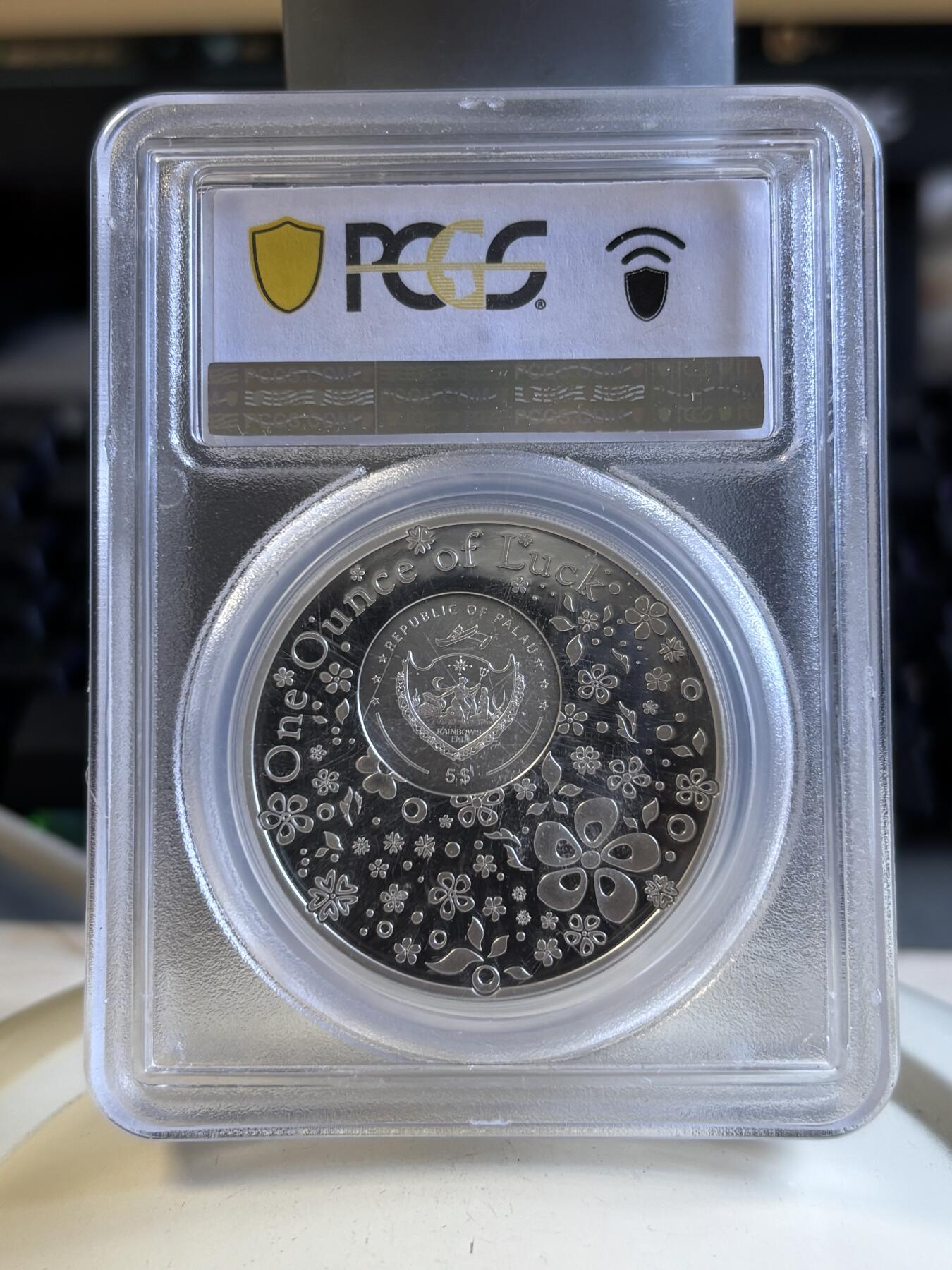 第196期拍卖 帕劳2024幸运草系列镶嵌四叶草1盎司银币PCGS-PR69，9999银，发行2024枚
