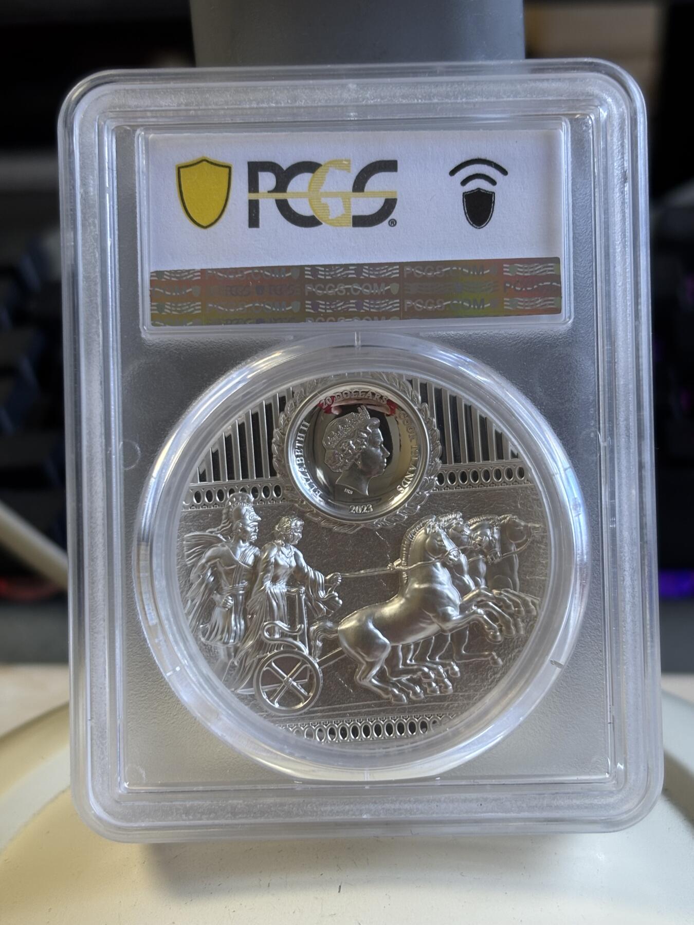第196期拍卖 库克2023年斯巴达勇士3盎司双面高浮雕纪念银币PCGS-PR70，999银镀金，发行888枚