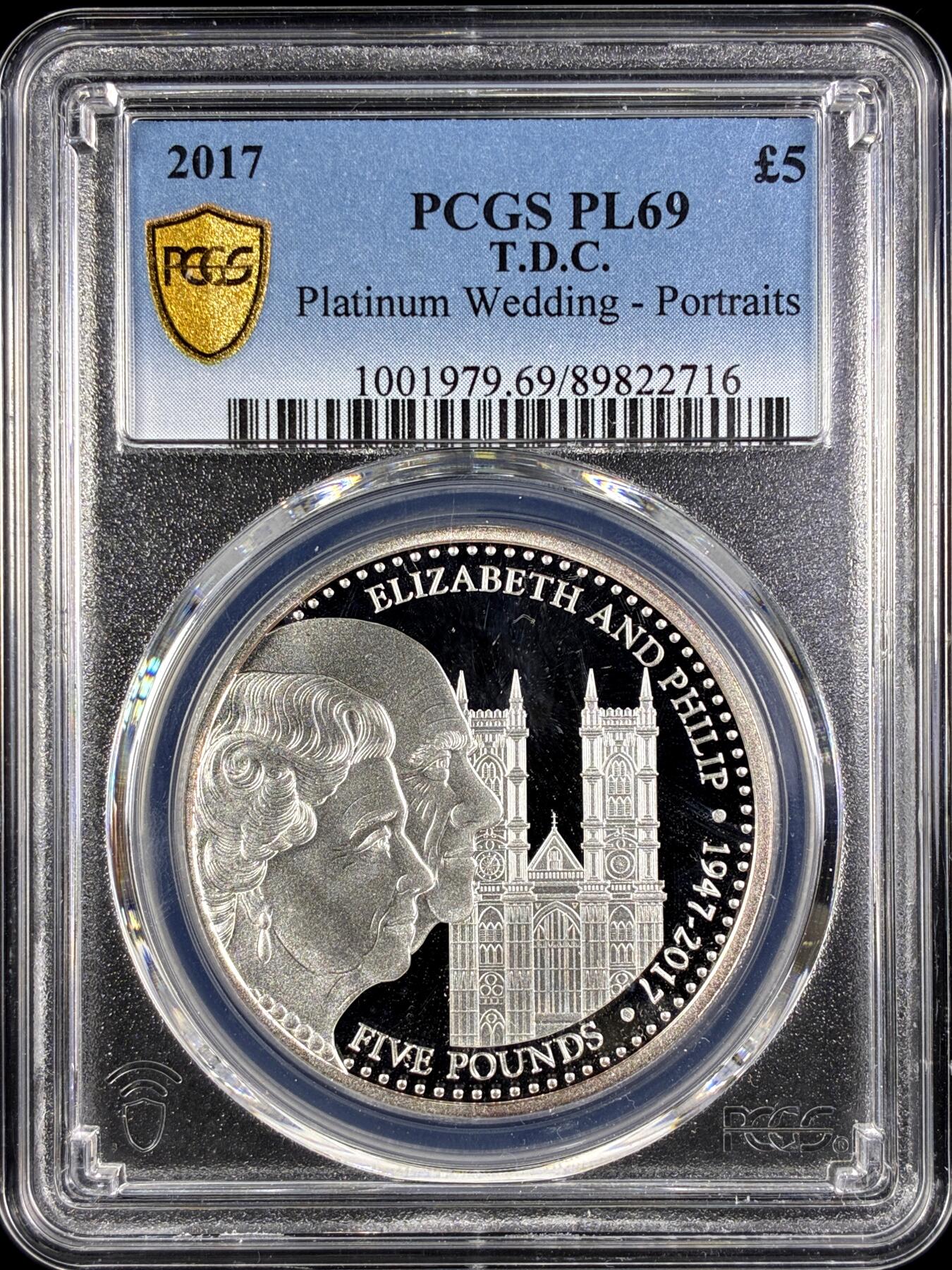 【雨安】【直播拍卖】【第0131期-评级币章】2026-04-04 周六 19:30 (金价1060, 银价18.08)  [评级现代] Tristan da Cunha 特里斯坦-达库尼亚群岛 5镑 2017年 铂金婚 PCGS-PL69