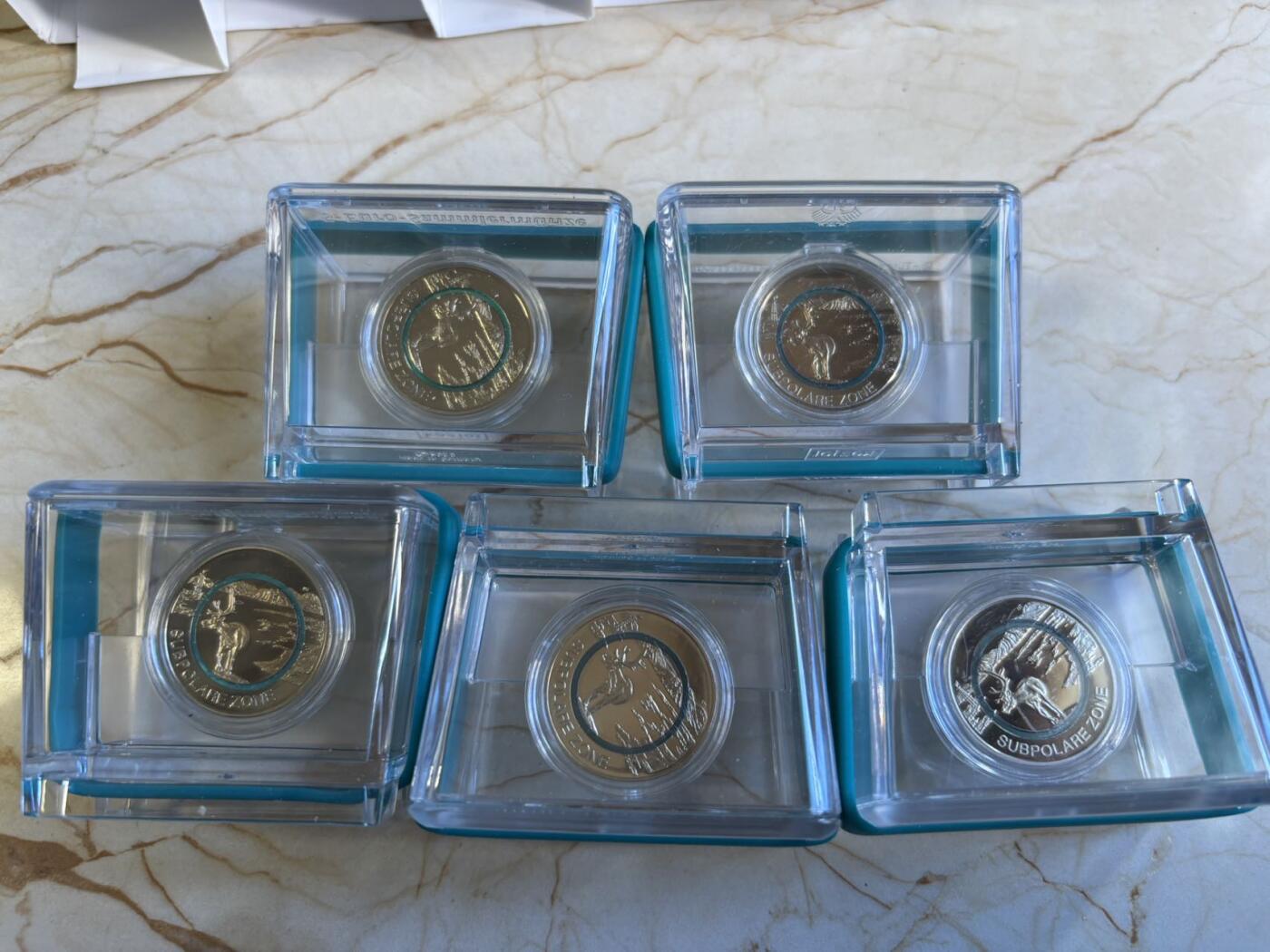 第196期拍卖 德国2020年地球气候带4亚寒带蓝绿环精制币5枚