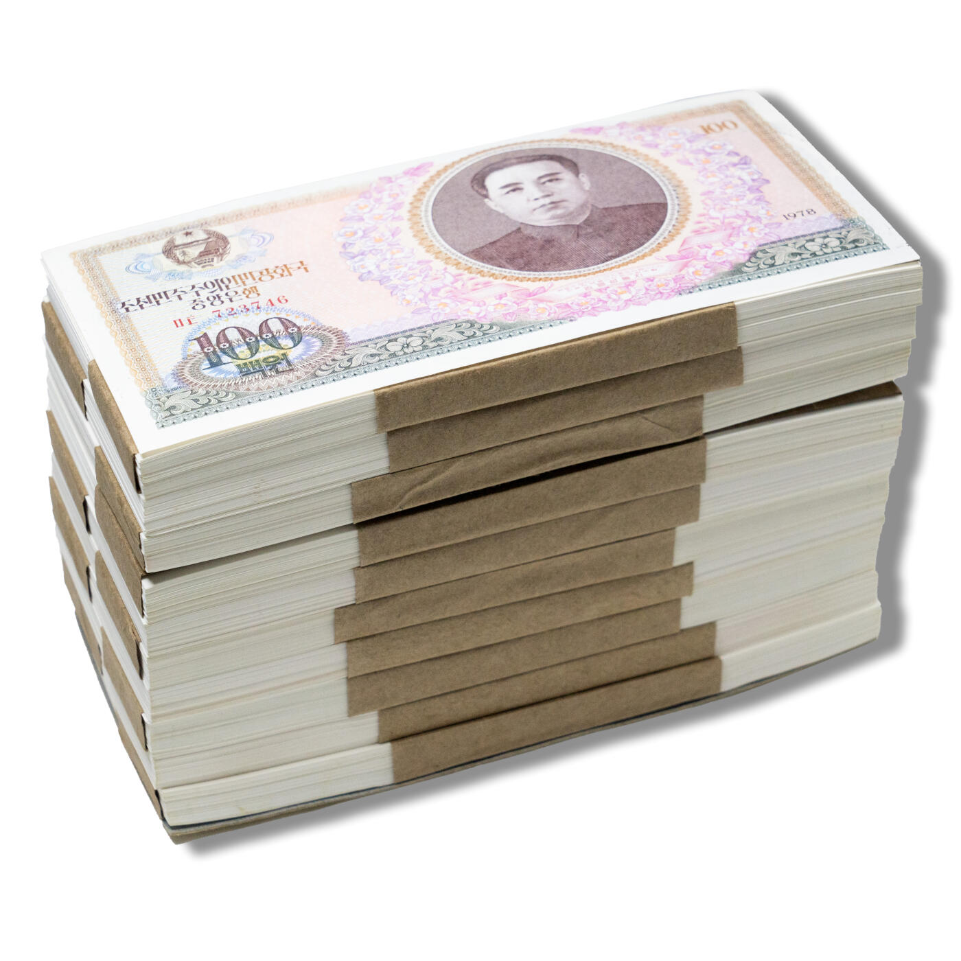 1978年朝鲜-第三版纸币100元双水版整捆1000张双水版-整捆1000张