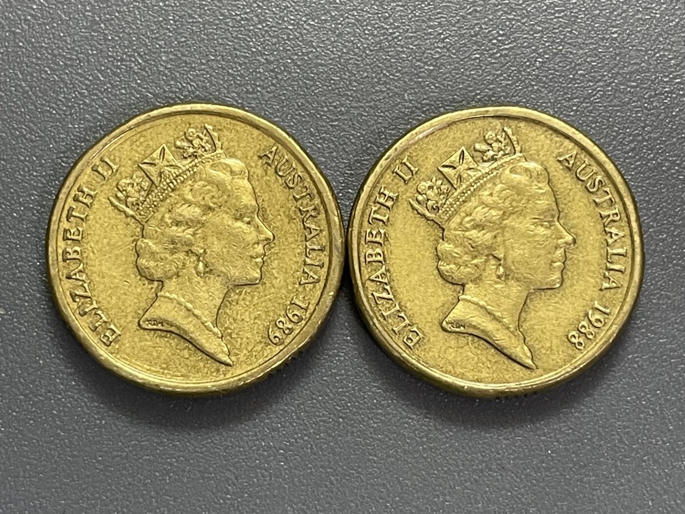 回流0405 澳大利亚1980年代2澳元两枚 土著长老