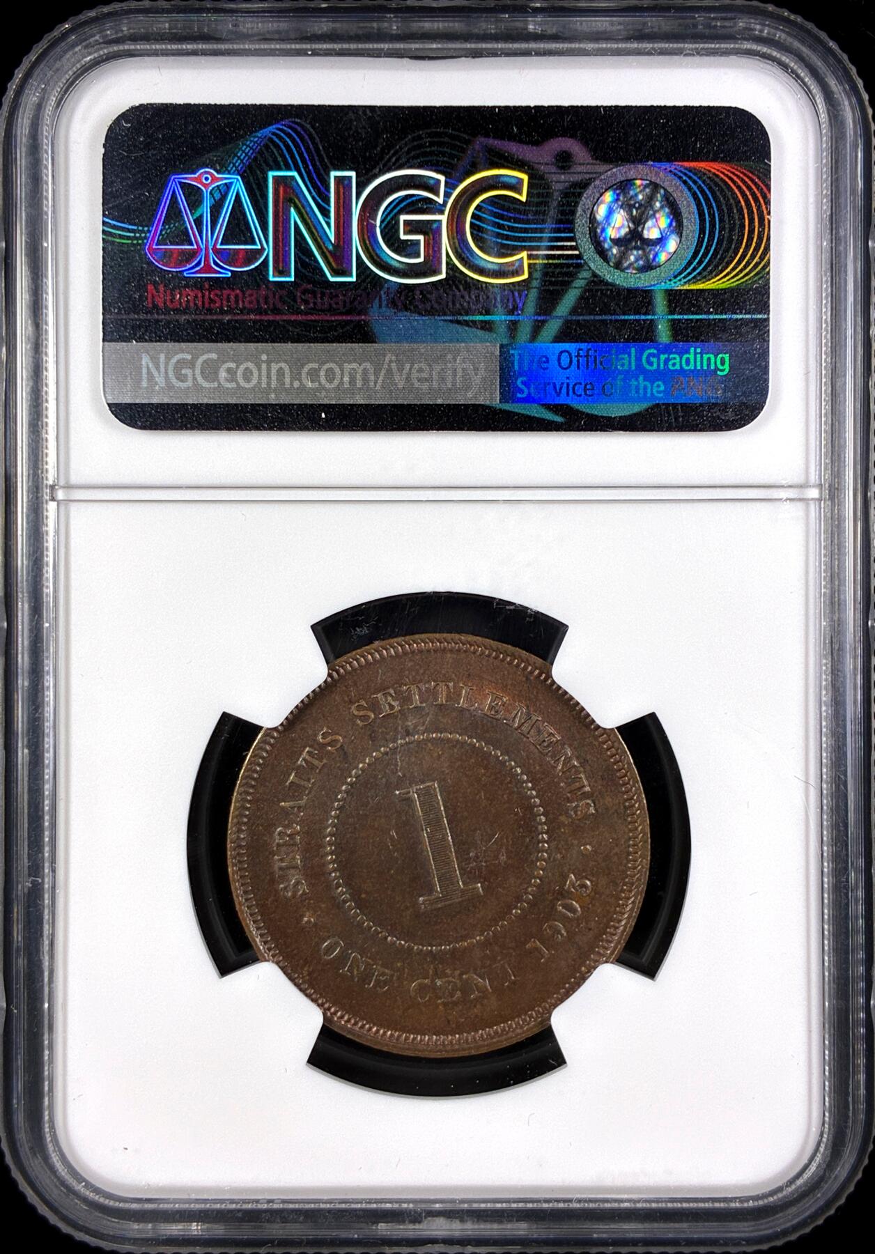 【雨安】【直播拍卖】【第0131期-评级币章】2026-04-04 周六 19:30 (金价1060, 银价18.08)  [评级亚洲] Straits Settlements 英属海峡 1分 1903年 爱德华七世  NGC-AU58