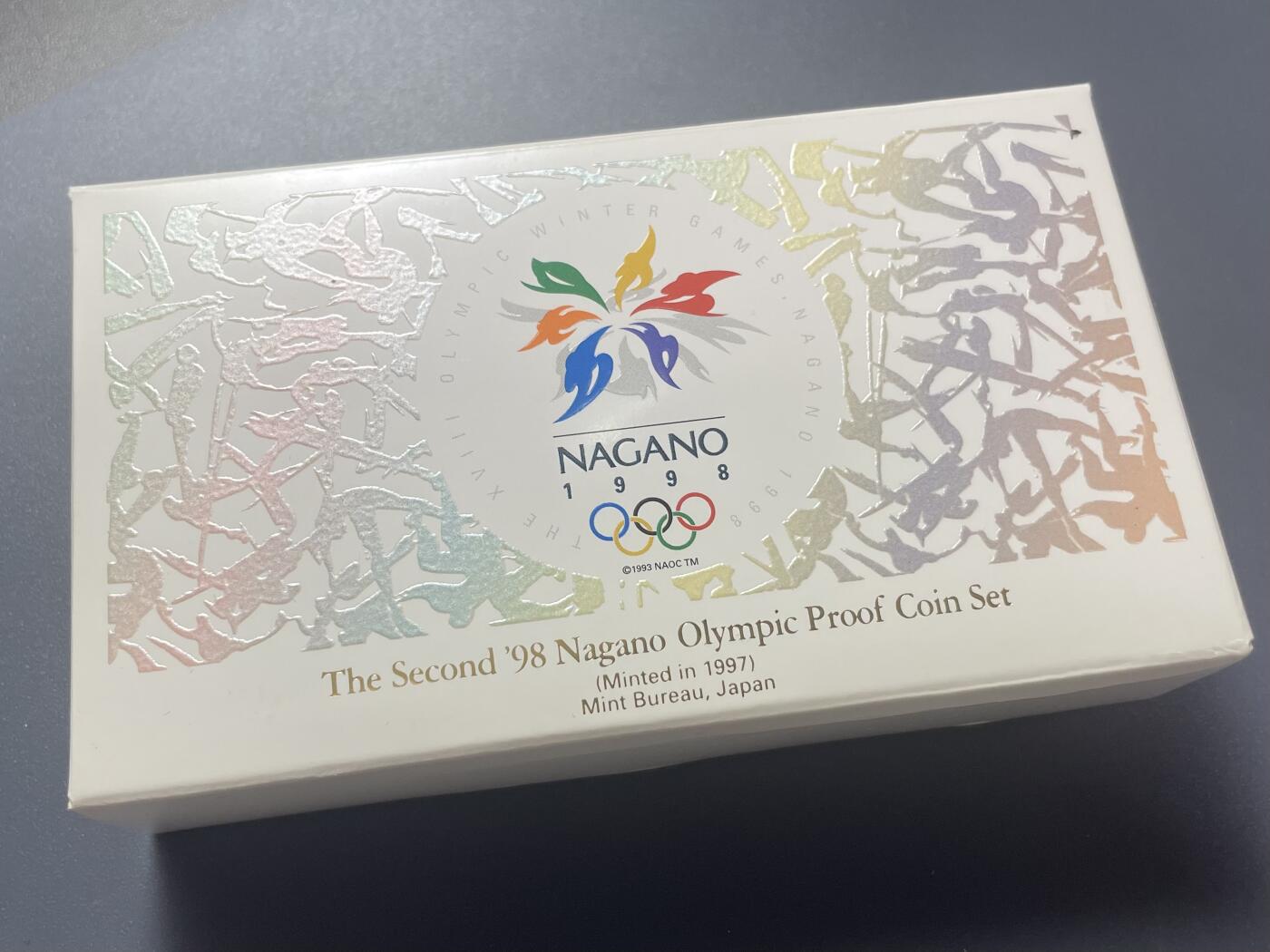 回流0406 长野奥林匹克冬季竞技大会纪念货币 平成9年（1997年）版 2枚精制币（proof）原盒套装