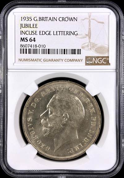 【雨安】【直播拍卖】【第0131期-评级币章】2026-04-04 周六 19:30 (金价1060, 银价18.08)  - [评级欧洲] Great Britain 英国 1克朗 1935年 乔治五世  NGC-MS64