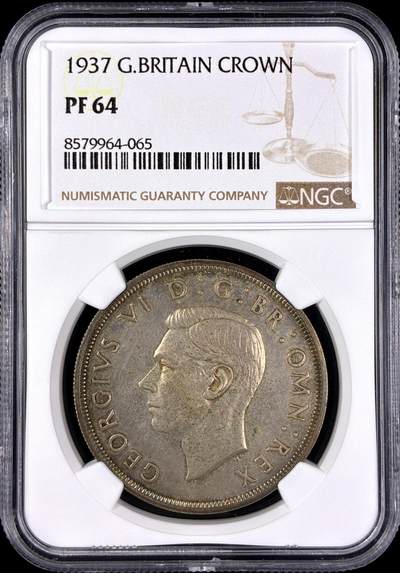 【雨安】【直播拍卖】【第0131期-评级币章】2026-04-04 周六 19:30 (金价1060, 银价18.08)  - [评级欧洲] Great Britain 英国 1克朗 1937年 乔治六世 NGC-PF64 精制币