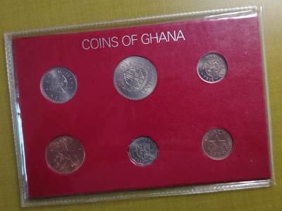 布加迪🐬～世界钱币(上海)🌾第 285 期 /  各国套币和散币 - 加纳🇬🇭 1967～1975年 6枚套卡币