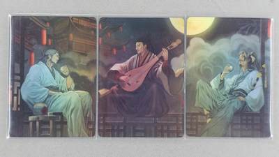 龙虎卡牌-八一场（满200元包邮，无佣金，每周六结拍，欢迎送拍） - 彩闪3拼 香山文创 李白&高适&杜甫