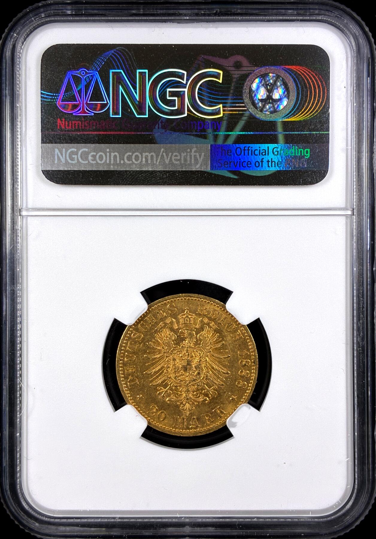 【雨安】【直播拍卖】【第0131期-评级币章】2026-04-04 周六 19:30 (金价1060, 银价18.08)  [评级金铂] Germany [金币] 德国 帝国 J.248 Prussia普鲁士 20马克 (1888) 三皇  NGC-MS62