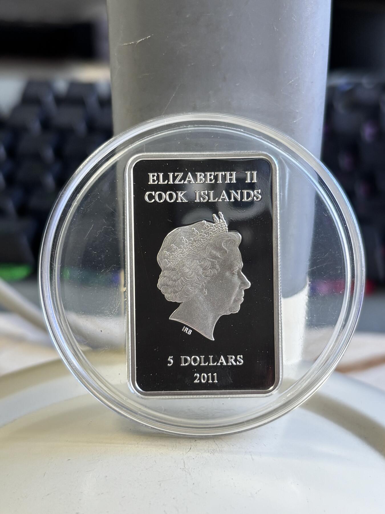 第196期拍卖 库克2011年圣诞节朝拜镶嵌水晶镀金条形纪念银币，925银，25克