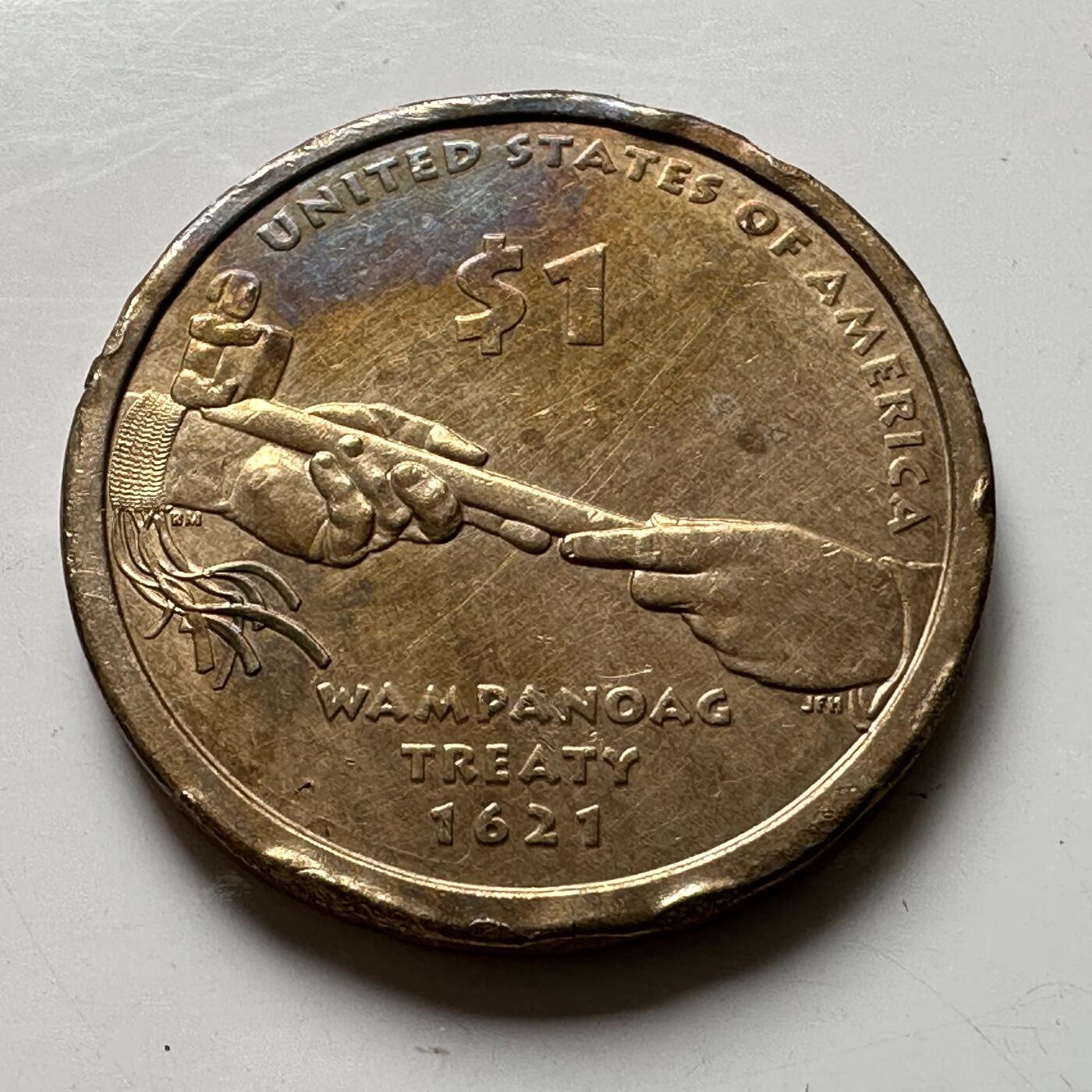 🌹外币初藏🌹🐯2026年第37场   每周二四六晚8️⃣点 接代拍 美国 2013年 萨卡加维亚 万帕诺亚格条约1621主题 1美元