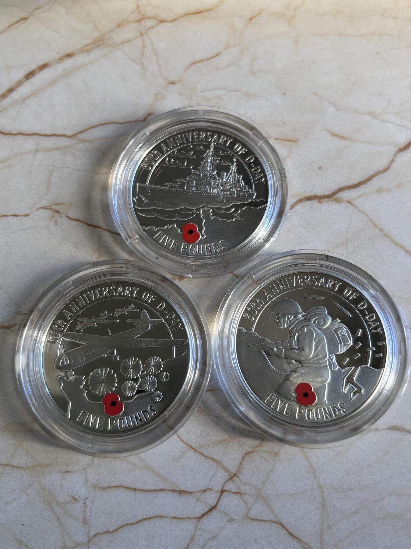 第196期拍卖 泽西根西奥尔德尼2004年诺曼底登陆纪念银币3枚套，925银，28.28克*3，发行25000套，有氧化