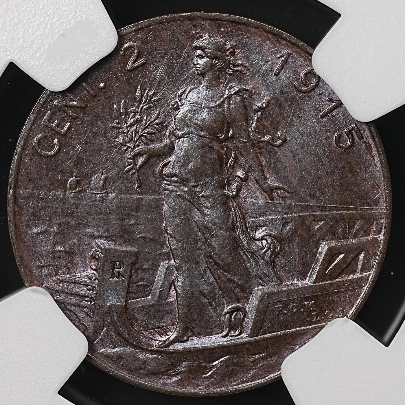 修遠堂世界钱币第110期 NGC MS63BN 1915年意大利2分铜币