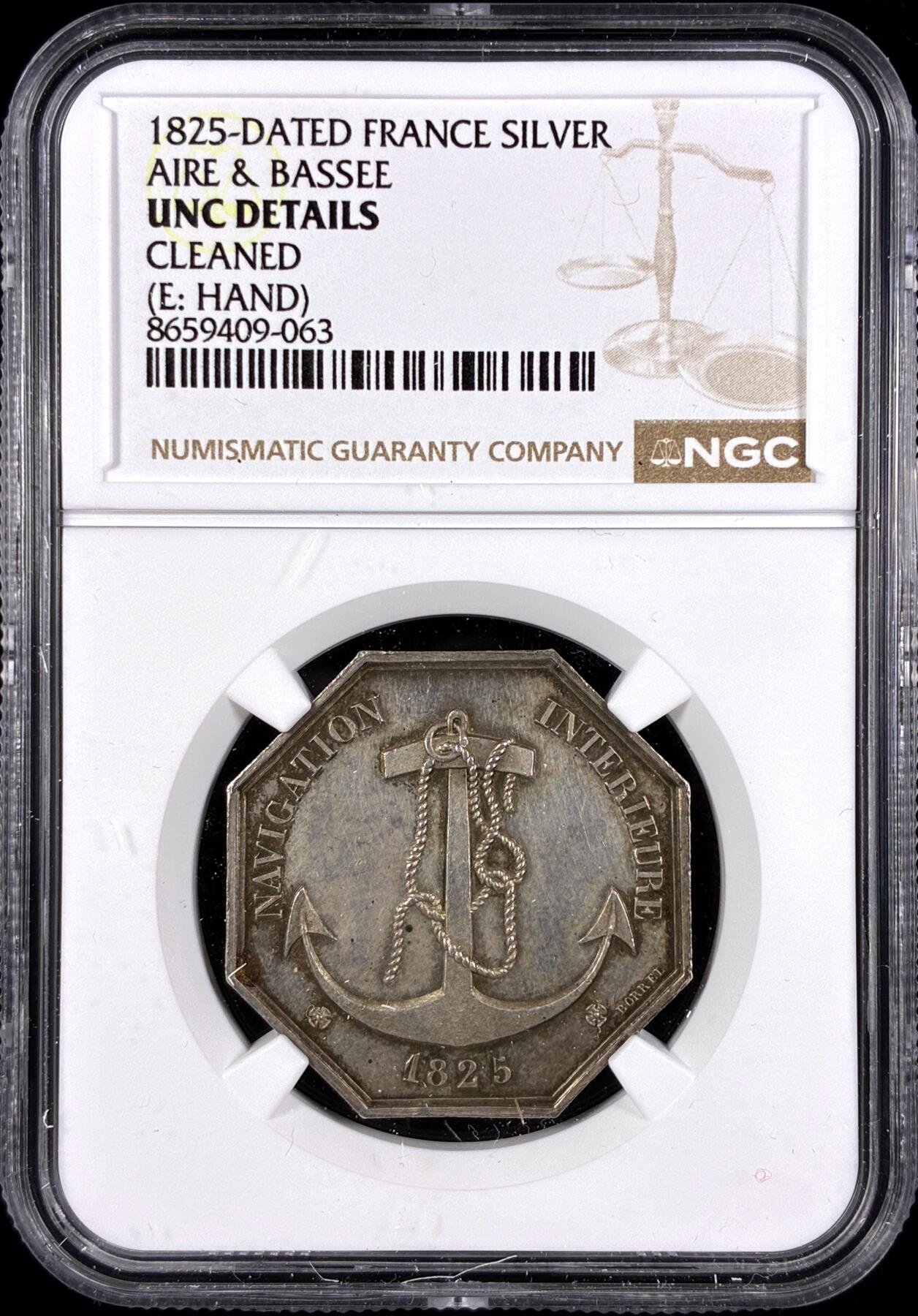 【雨安】【直播拍卖】【第0131期-评级币章】2026-04-04 周六 19:30 (金价1060, 银价18.08)  [评级章] France [章] 法国 八角 1825年 运河  NGC-UNC