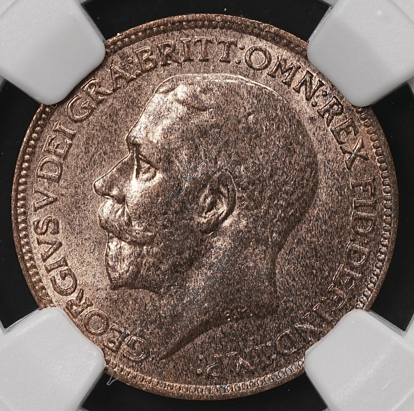 修遠堂世界钱币第110期 NGC MS63RB 1921年英国1法新铜币